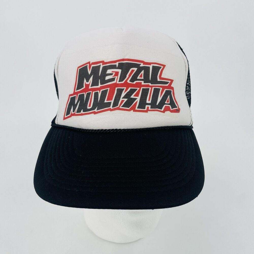 Vtg Metal Mulisha Trucker Hat Snapback Mesh Foam Otto Black White Y2K Cap OSFM